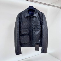 LOUIS VUITTON 2024 SS 루이비통 모노그램 양가죽 포켓 블랙 남성 점퍼 커스텀급