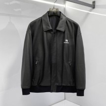 BALENCIAGA 2024 SS 발렌시아가 카라 지퍼포켓 양가죽 블랙 남성 점퍼 커스텀급