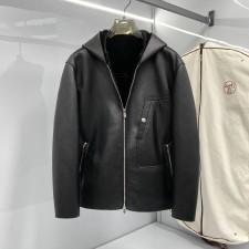 HERMES 2024 SS 에르메스 후드 퍼안감 양가죽 블랙 남성 점퍼 프리미엄급