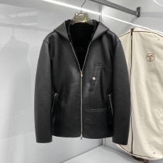 HERMES 2024 SS 에르메스 후드 퍼안감 양가죽 블랙 남성 점퍼 프리미엄급