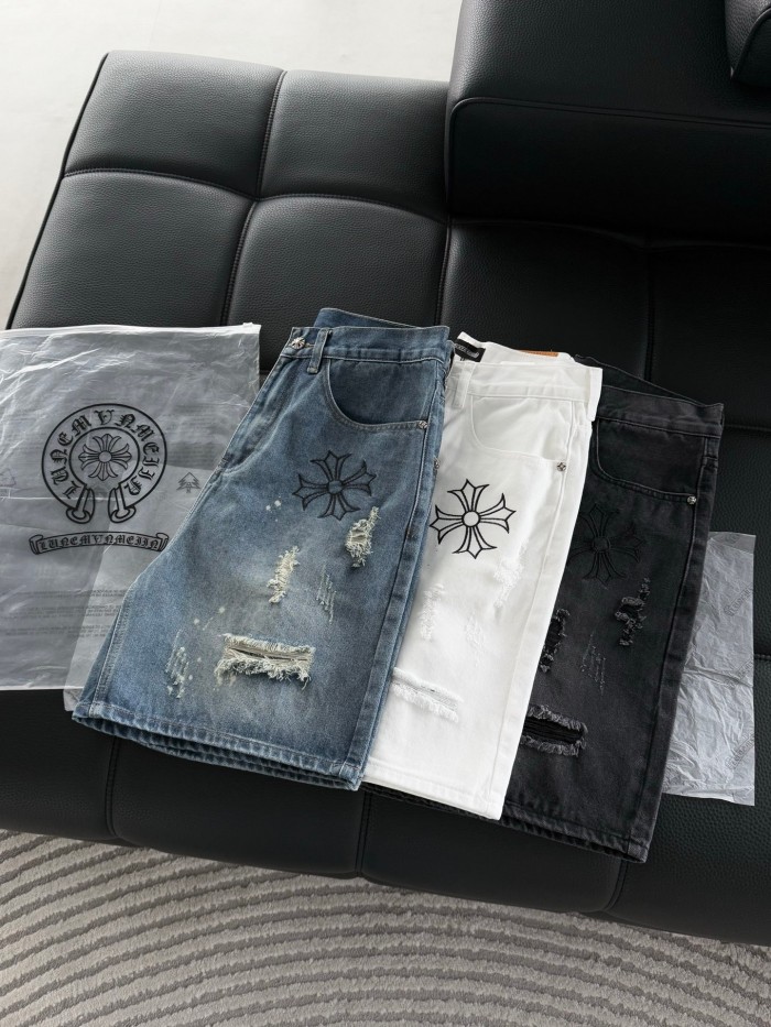 Chrome Hearte 2026 SS 데님바지 청블랙 남성 반바지 커스텀급