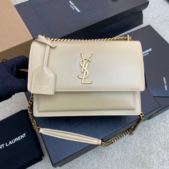 생로랑 SAINT LAURENT 2026 SS 골드로고 쉐브론 네이비 체인 크로스백  커스텀급