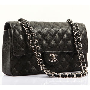 CHANEL 샤넬 1112 클래식 플랩백 2.55/캐비어/블랙/금장&은장/송혜교백