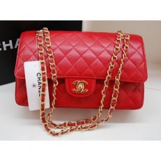 CHANEL 샤넬 클래식 플랩백 레드 금장 커스텀 A1112