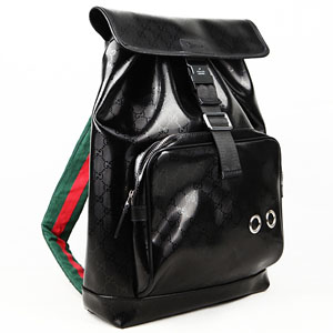 GUCCI 구찌 블랙 코팅 삼선 백팩 269378