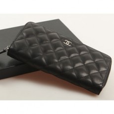 CHANEL 샤넬 여성 지퍼 장지갑 A50108 램스킨 블랙