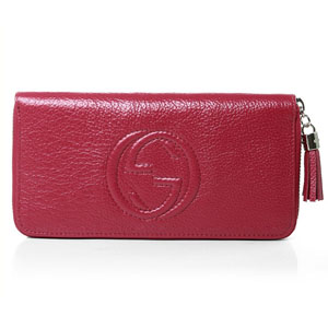 GUCCI 구찌 각인 지퍼 장지갑 레드 282413