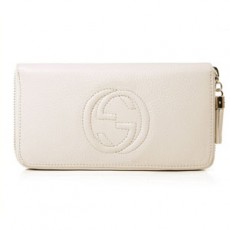 GUCCI 구찌 각인 지퍼 장지갑 화이트 282413