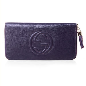 GUCCI 구찌 각인 지퍼 장지갑 퍼플 282413