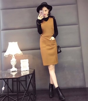 디올 니트 상의 모직 원피스 세트