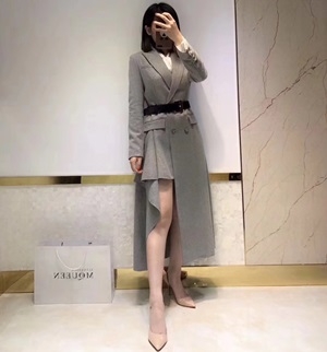 알렉산더 맥퀸 러플 포켓 롱코트