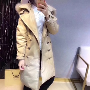 버버리 단추장식 벨트 너구리퍼 롱패딩 커스텀