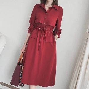 버버리 러플 긴팔 끈리본 원피스