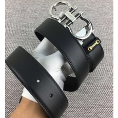 페레가모 각인로고 금속버클 블랙 벨트