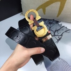페레가모 금속버클 각인로고 블랙 벨트