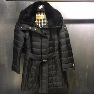 버버리 퀄팅 양털 벨트 여성 롱패딩