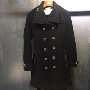 버버리 지퍼포켓 블랙 캐시미어 여성 롱코트