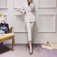 디올 스트라이프 프릴 여성 자켓 바지 세트