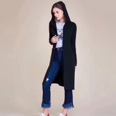 겐조 캐릭터 로고 후드 니트 여성 롱 가디건