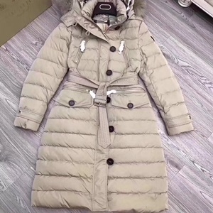 버버리 지퍼장식 포켓 벨트 여성 롱패딩