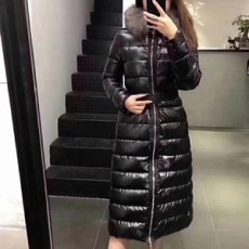 몽클레어 지퍼퀄팅 블랙 여성 롱패딩
