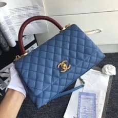 샤넬 캐비어 퀄팅 CC로고 투톤 토트백