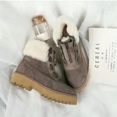 UGG 지퍼 스티치 스웨이드 양털안감 여성 쇼트부츠