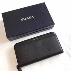 프라다 금속로고 사피아노 투톤 지퍼돌이 장지갑