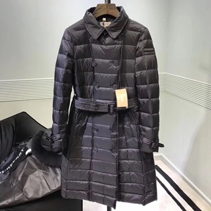 버버리 퀄팅 여우퍼 벨트 여성 롱패딩