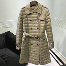 버버리 단추장식 퀄팅 벨트 여성 롱패딩