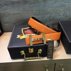 에르메스 스티치 H로고 오렌지 가죽 벨트