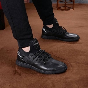 프라다 로고 블랙 남성 슈즈