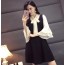발렌티노 쉬폰 러플 블라우스 블랙 원피스 세트