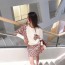 루이비통 캐릭터 프린트 투톤 긴팔티 스커트 세트