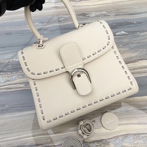 델보 브리앙 화이트 은색 스티치 토트백 커스텀