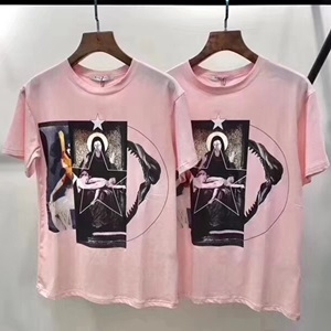 지방시 캐릭터 프린트 핑크 여성 반팔티