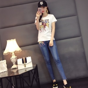 디앤지 캐릭터 자수 반팔티 청바지 세트