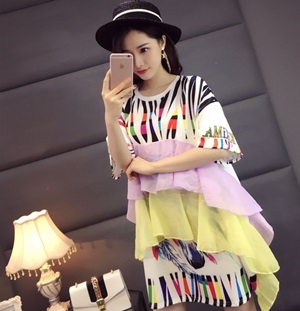 모스키노 스트라이프 프릴 원피스