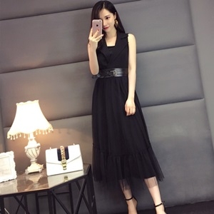 디올 카라 벨트장식 투톤 원피스