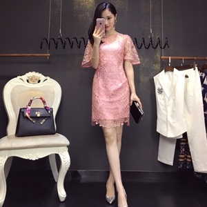 발렌티노 레이스 핑크 원피스