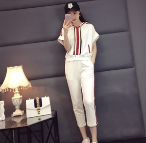 모스키노 스트라이프 후드 반팔티 바지