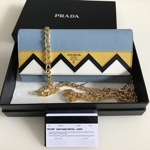프라다 금속로고 기하무늬 체인 크로스백 커스텀