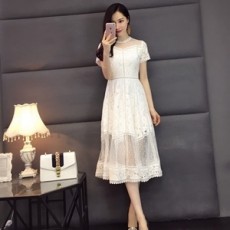 발렌티노 레이스 프릴 반팔 원피스