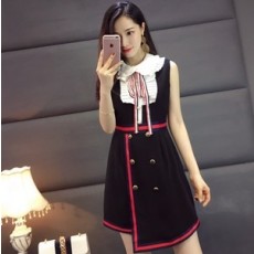 구찌 프릴 카라 리본 투톤 원피스