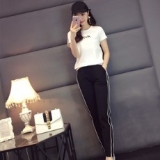 모스키노 캐릭터 로고 반팔티 줄무늬 바지