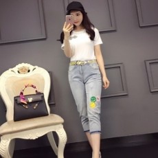 샤넬 캐릭터 반팔티 7부 청바지