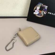 프라다 금속로고 사피아노 지퍼 체인 반지갑 커스텀