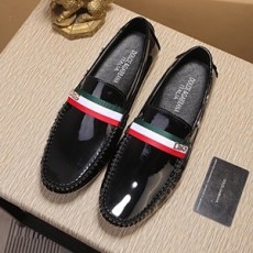 디앤지 삼선 줄무늬 금속로고 에나멜 남성 구두