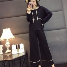 끌로에 후드 줄무늬 상의 바지 세트