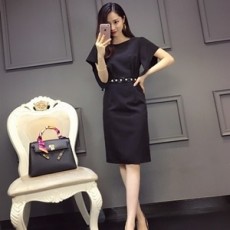 디올 러플 벨트장식 원피스